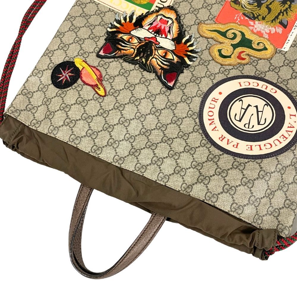 GUCCI GGスプリーム ドローストリングバッグ リュック 美品 正規品 グッチ/リュックサック/GGスプリーム キャンバス ドローストリング