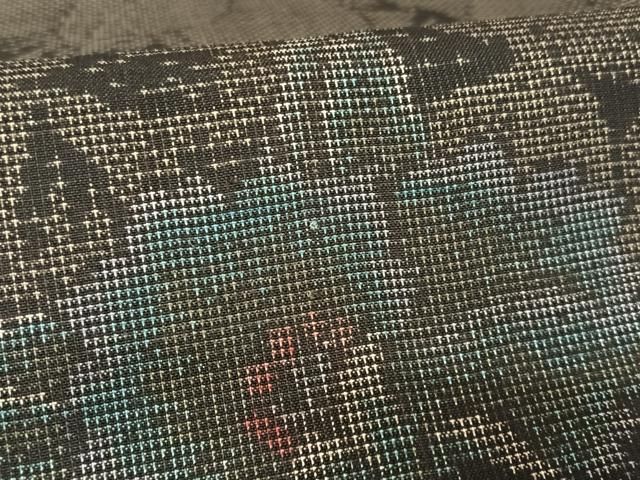 平和屋着物○本場大島紬 純泥染 9マルキ 草花文 くぼた織物謹製 証紙