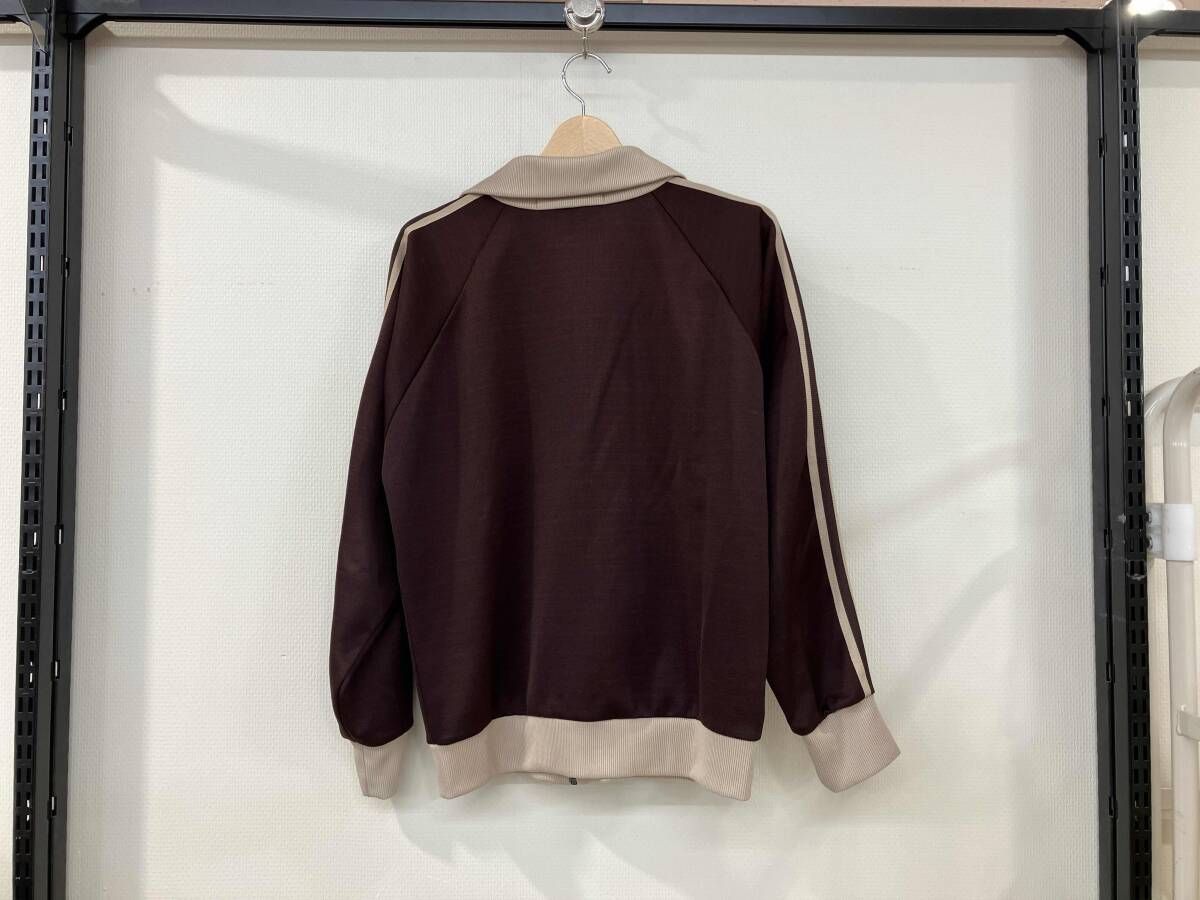 adidas トラックジャケット 80s ジャージ アディダス 茶 ブラウン ポケット無し 毛玉有り ベージュライン ロゴ刺繍 メンズ