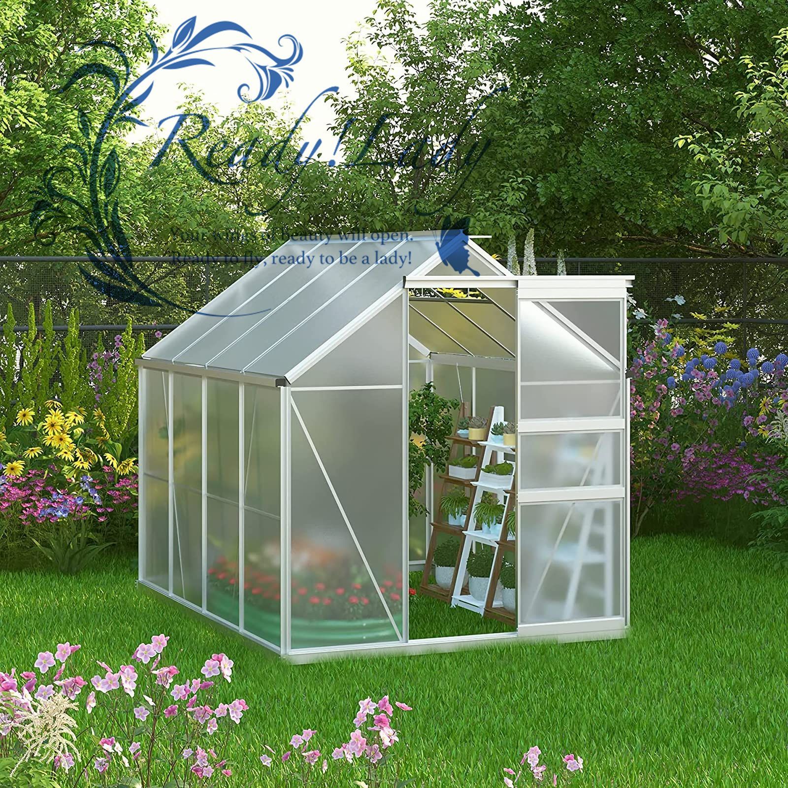 【奥行113cm】アルミ温室 家庭用温室 大型花園温室 家庭菜園 ガーデンハウス 花園温室 アルミ温室 植物の温室 頑丈な金属フレーム温室 カバー