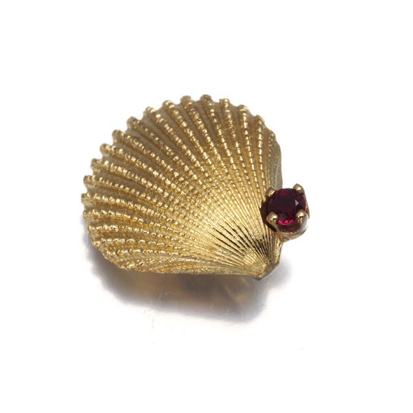 ティファニー ペンダントトップ ルビー 貝殻 K18YG 178192