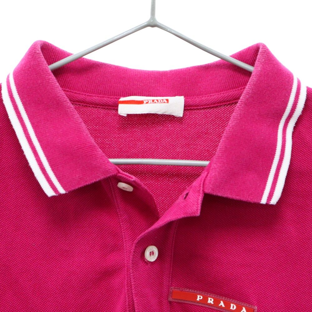 PRADA SPORTS プラダスポーツ　半袖　シャツ　レッド　レディース PRADA SPORT (プラダ スポーツ) ラバーロゴ 半袖 コットン