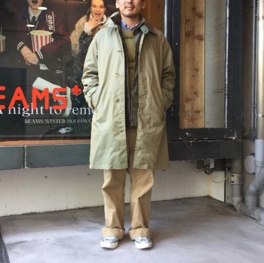 新品 Engineered Garments x BEAMS PLUS エンジニアードガーメンツ ビームスプラス 別注 アメリカ製 Balmacaan  Coat コットンギャバジン ステンカラーコート 11-19-1433-334 M BEIGE(玉虫色) - メルカリ