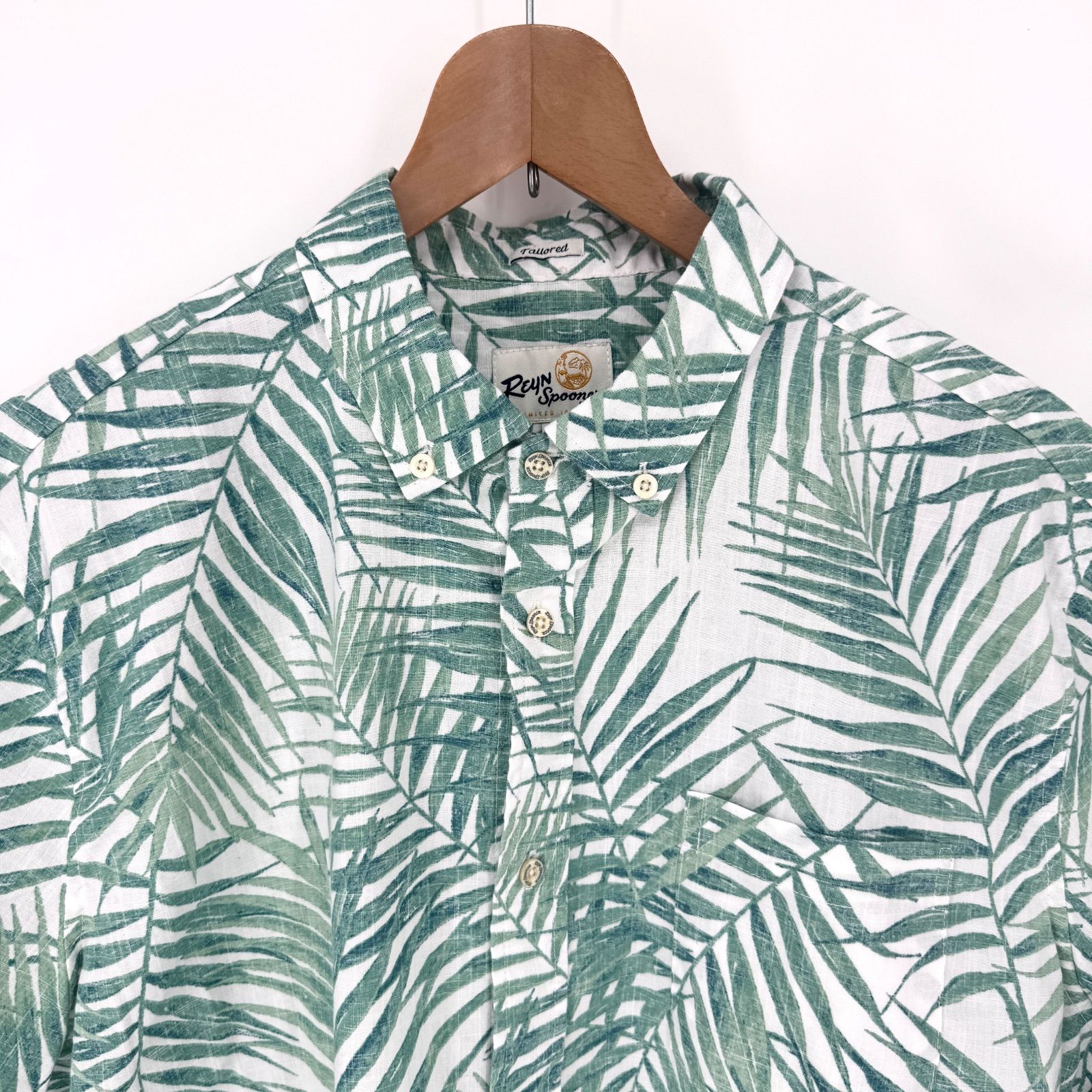 美品 Reyn Spooner アロハシャツ XL グリーン 半袖 レイン