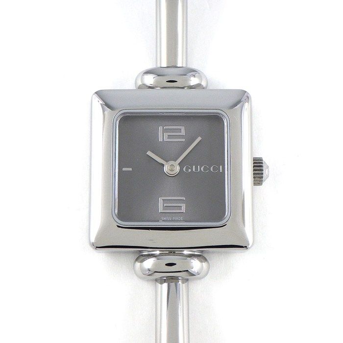 グッチ GUCCI 腕時計 バングルウォッチ 1900L スクエア サンレイ グレー文字盤 SS クオーツアナログ