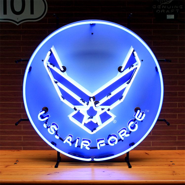 看板 ネオンサイン U.S エアフォース 高さ60.5×横60.5×奥行き15cm  AIR FORCE オフィシャル アメリカ空軍 ミリタリー ガレージ インテリア 電飾 店舗装飾 アメリカ雑貨