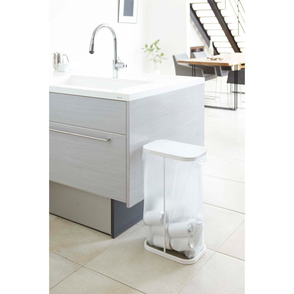 新着商品 7552 ホワイト ルーチェ キッチン スリム 分別 2SET ふた付き ゴミ袋ホルダー 2個セット ゴミ箱 山崎実業 YAMAZAKI