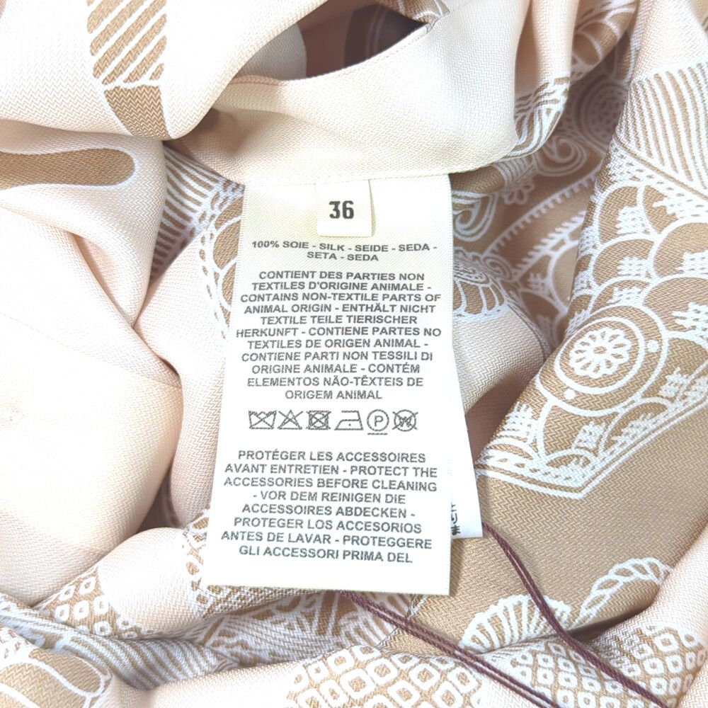 HERMES エルメス シルク ツイルレーヌ ワンピース バンドカラー HERMES エルメス シルク ツイルレーヌ ワンピース バンドカラー