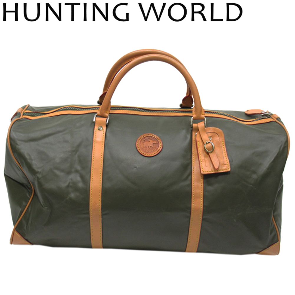 HUNTING WORLD ボストンバッグ ベージュ HUNTING WORLD バチューレザー ボストンバッグ ベージュ 本革