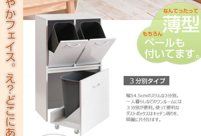 キッチンシリーズFace3分別ダストボックスホワイト