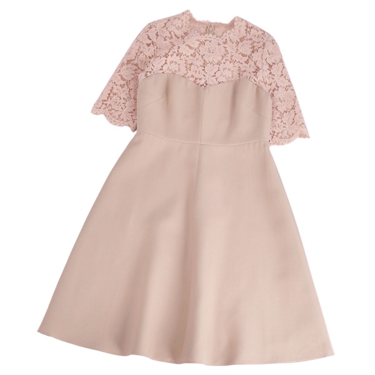 美品 ヴァレンティノ VALENTINO ワンピース レース ウール シルク ト 