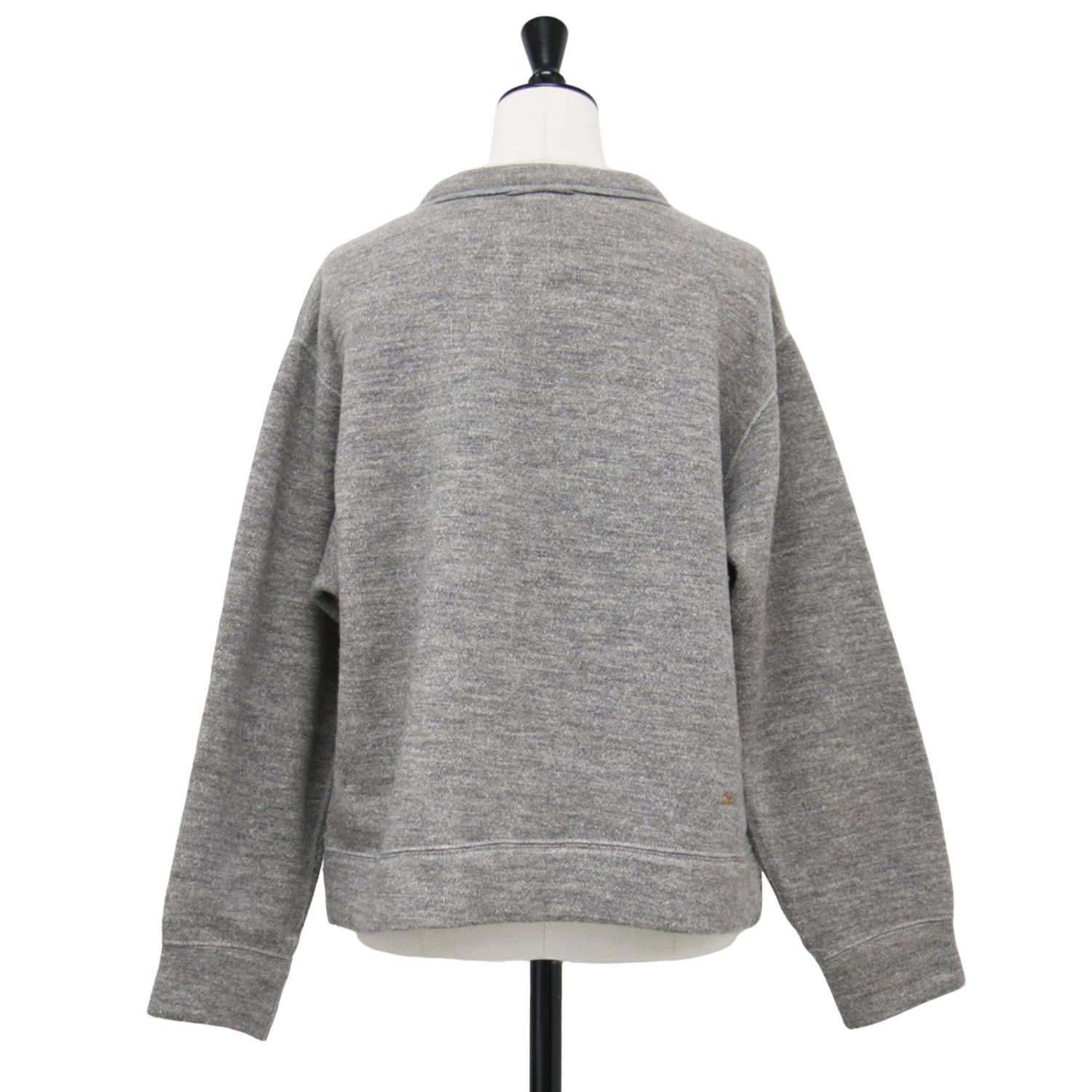 45R フォーティファイブ アール カーディガン グレー サイズ 2 M | ウール裏毛のパフカーディガン | ニット | ショート丈 クルーネック 長袖 コットン | 日本製 | トップス セーター レディース