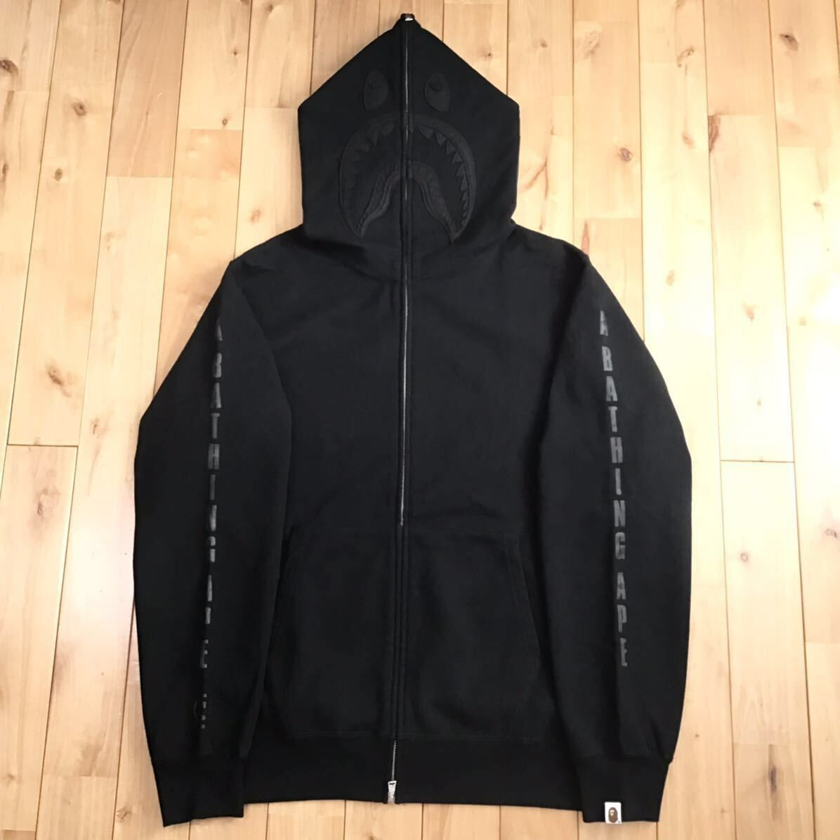 ☆XXL☆ All Black シャーク パーカー a bathing ape BAPE shark full 