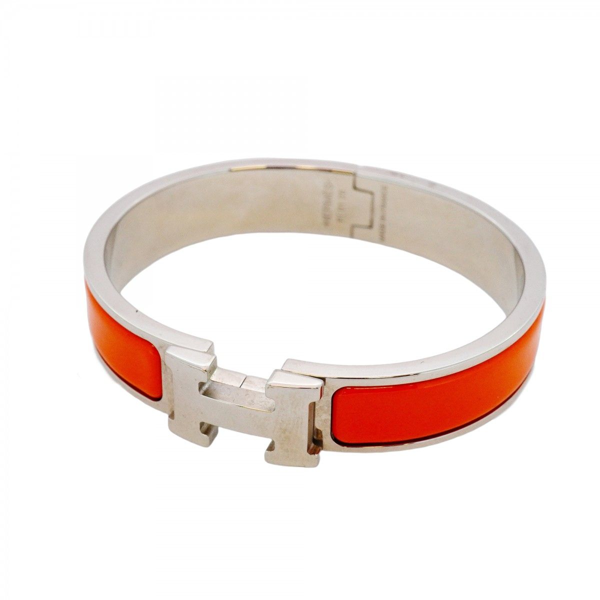 5jib0694 エルメス バングル クリッククラックPM メタル シルバー オレンジ レディース