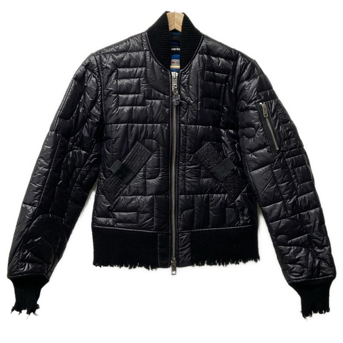 DIESEL ディーゼル ブルゾン サイズS レディース - 黒 長袖|キルティング|ダメージ加工|中綿|ジップアップ|秋|冬