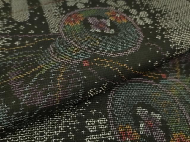 平和屋着物■極上　本場大島紬　7マルキ　古代染色純泥染　前田義久作　鼓花文　証紙付き　逸品　未使用　DZAA8082kh5 平和屋着物□極上 本場大島紬 7マルキ 古代染色純泥染 前田義久作 鼓花