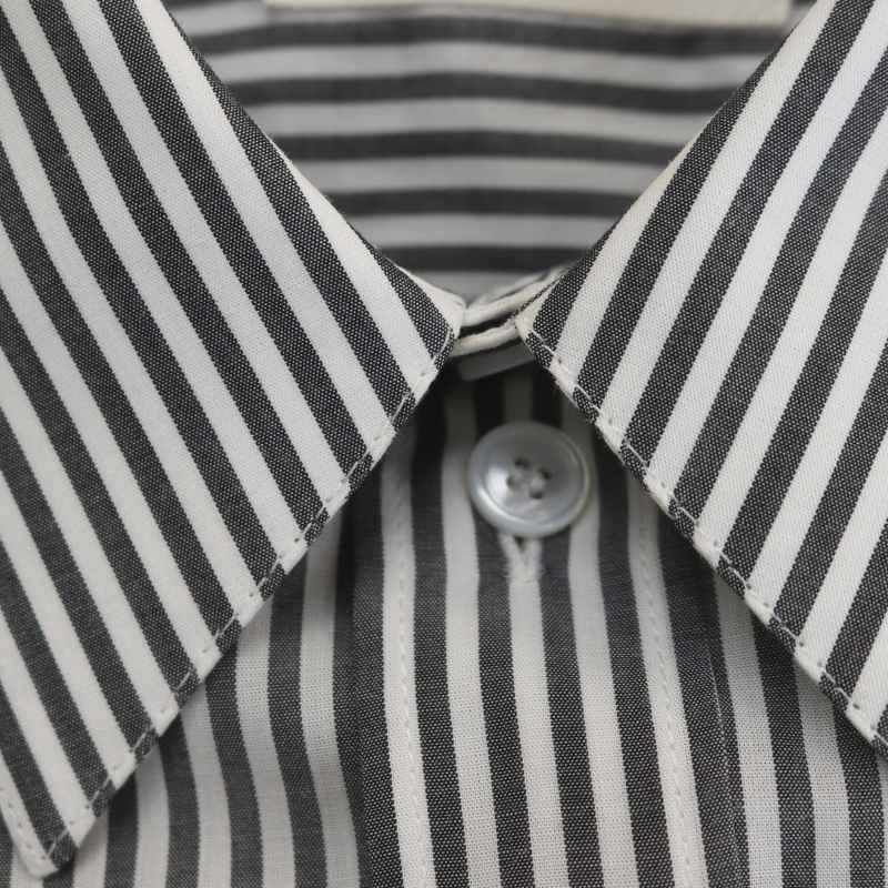セリーヌ CELINE by Hedi Slimane Classic Shirt In Striped Smooth Hessian ストライプ  シャツ 長袖 37 グレー 白 ホワイト /MI ■OS