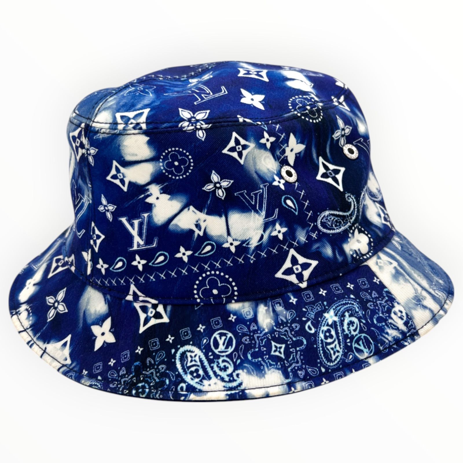 ヴィトン ボネ モノグラム バンダナ コットン ブルー メンズ ハット