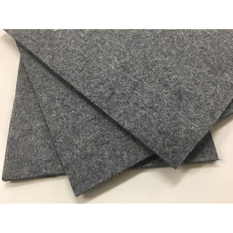 フェルト 厚手 羊毛 吸湿性 60% 以上 生地 3mm 5mm ホワイト グレー (グレー5mm， 3枚セット) (Haneショップ) ハネショップ