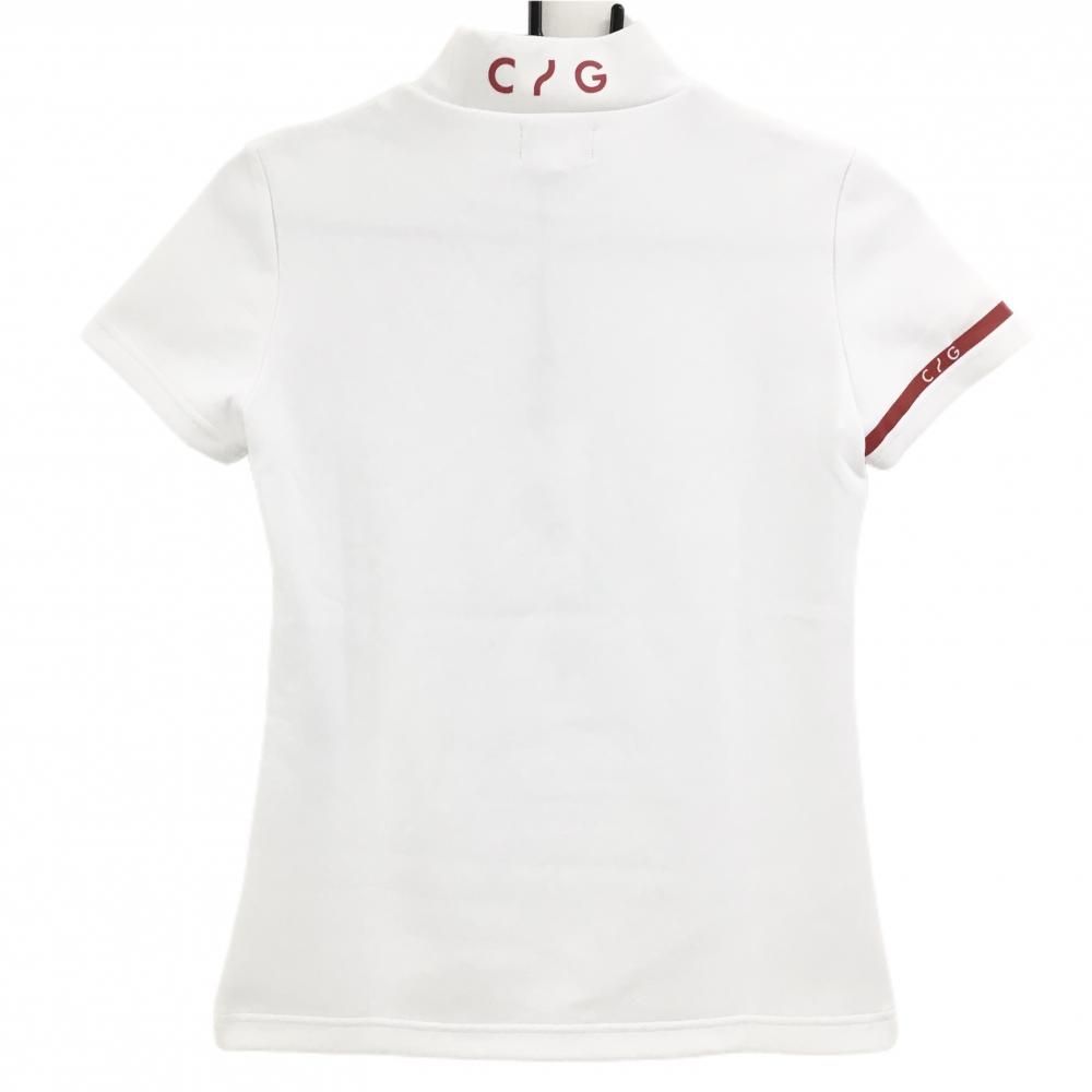 CPG GOLF ハイネックポロシャツ 新品】CPG 半袖ハイネックシャツ 白×レッド センターライン