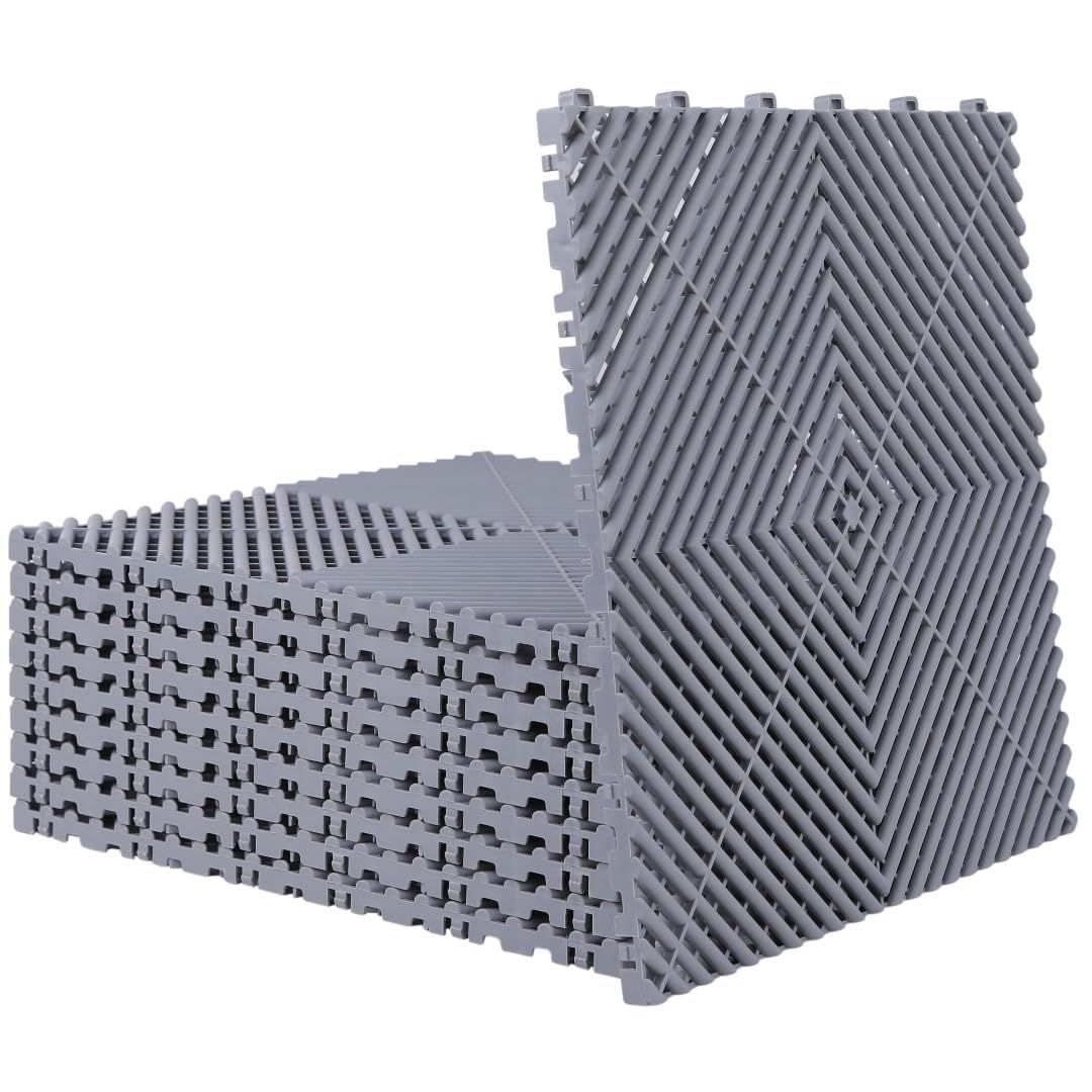 ISL ガレージタイル ラウンドタイプ グレー 10枚セット 40×40×1.8cm 業務用 高耐荷重モデル