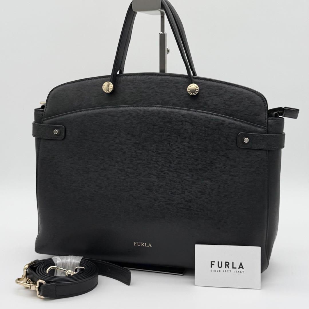 FURLA agata ハンドバッグ 2way ショルダーバッグ 黒色