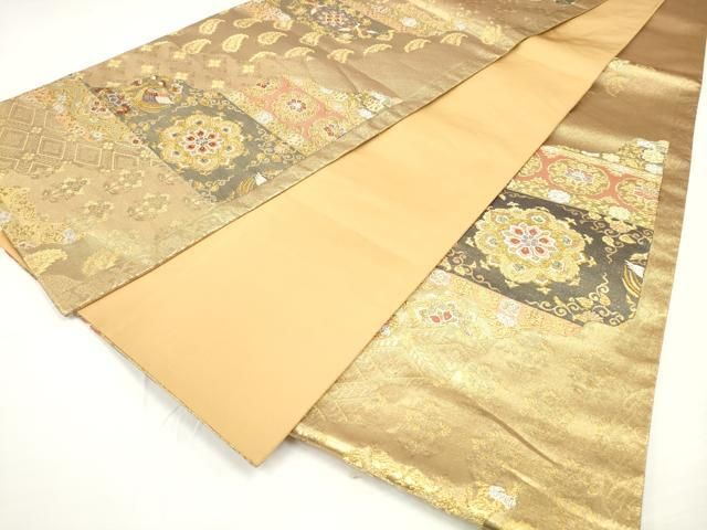 着物ふぁんた●金箔　雲文　吉祥文　六通柄袋帯　白地　逸品　美品！ m1753