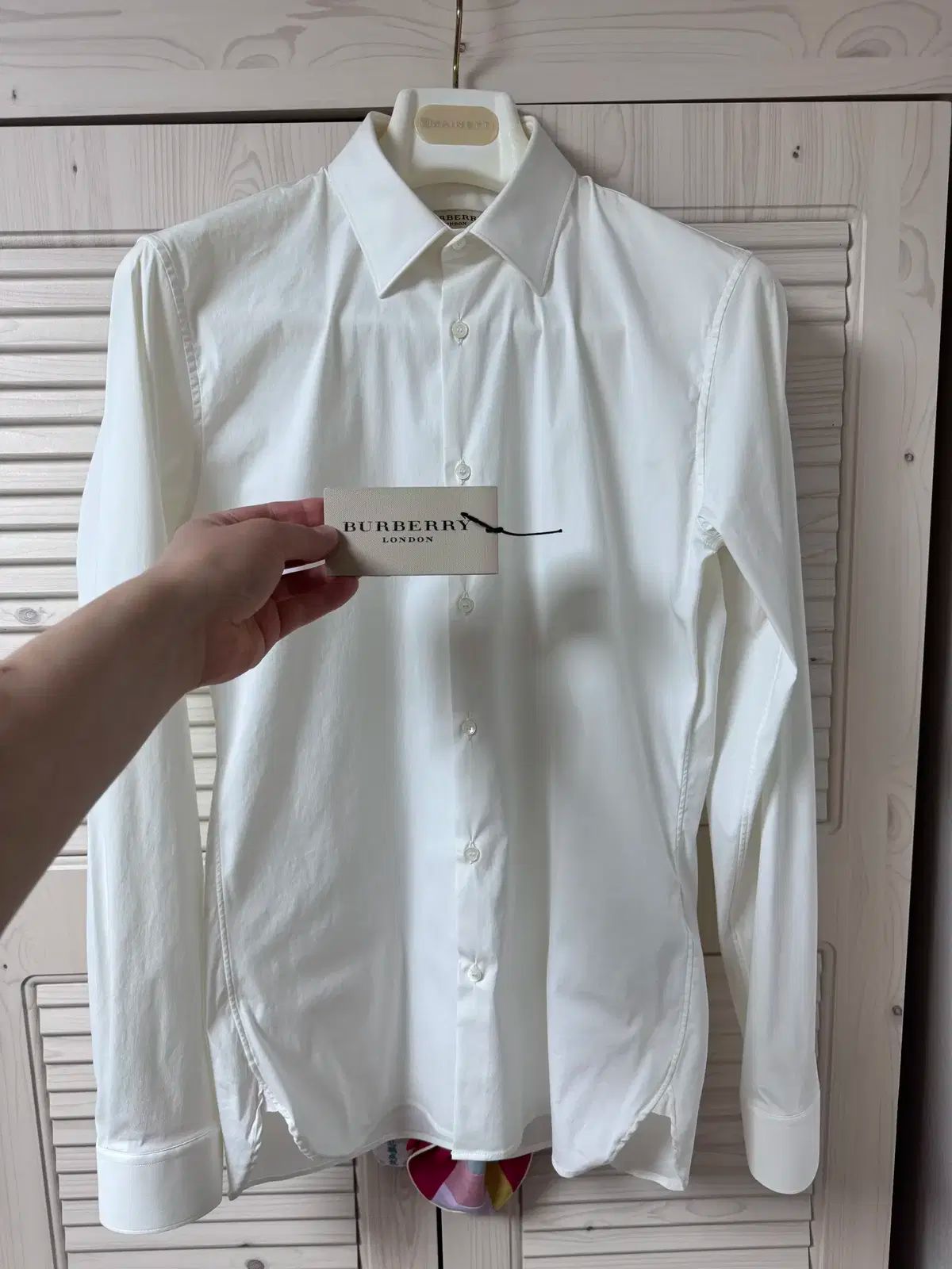 BURBERRY バーバリー ポプリン 白 シャツ スリムフィット 38