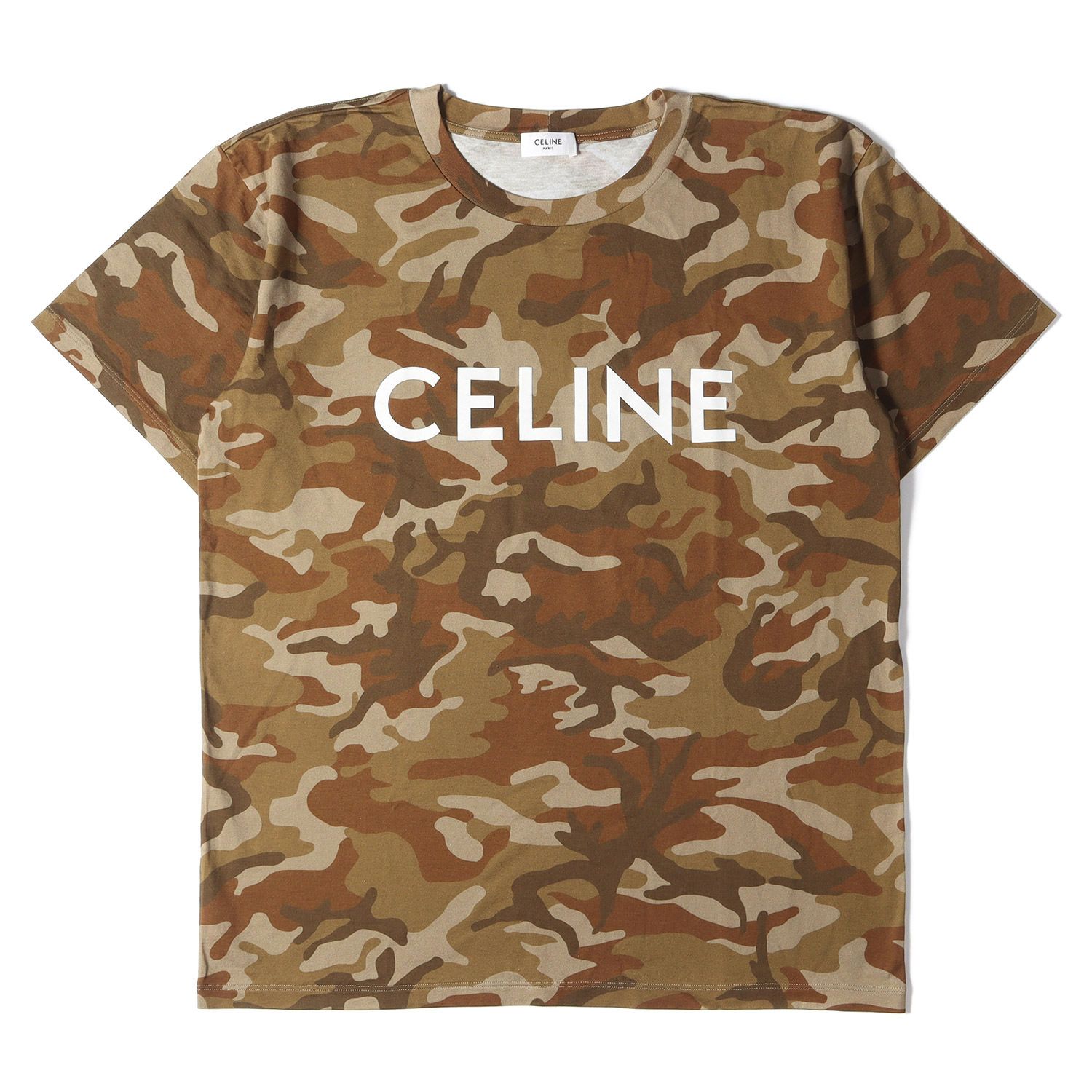 CELINE セリーヌ Tシャツ 迷彩 柄 ロゴ プリント コットン ジャージ ルーズ クルーネックTシャツ 2X681246Q 22SS カーキ  XS トップス カットソー 半袖 - メルカリ