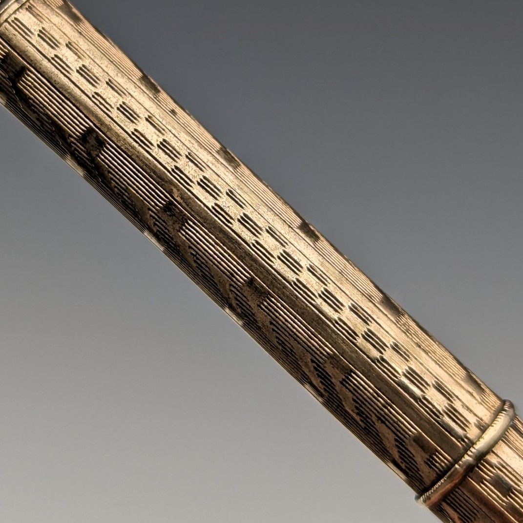 ヴィンテージ 金張り 推進式ペンシル＆つけペン 伸縮式96-121mm ヴィンテージ 金張り 推進式ペンシル＆つけペン 伸縮式96-121mm