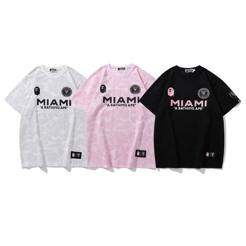 A BATHING APEアベイシングエイプ X インテルマイアミInter Miami CFCAMOカモ BAPE×inter MIAMI  Tシャツ 3色選択 男女兼用