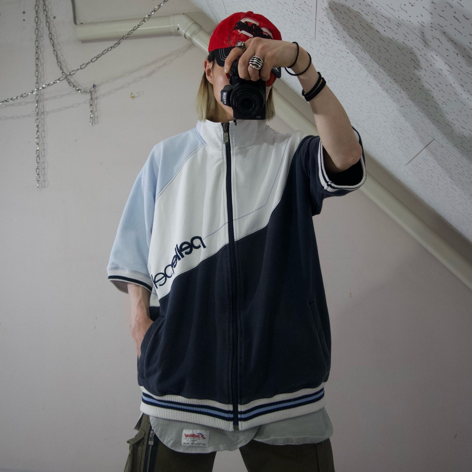 古着 90's PELLEPELLE ペレペレ 刺繍 パープル HIPHOP ヒップ
