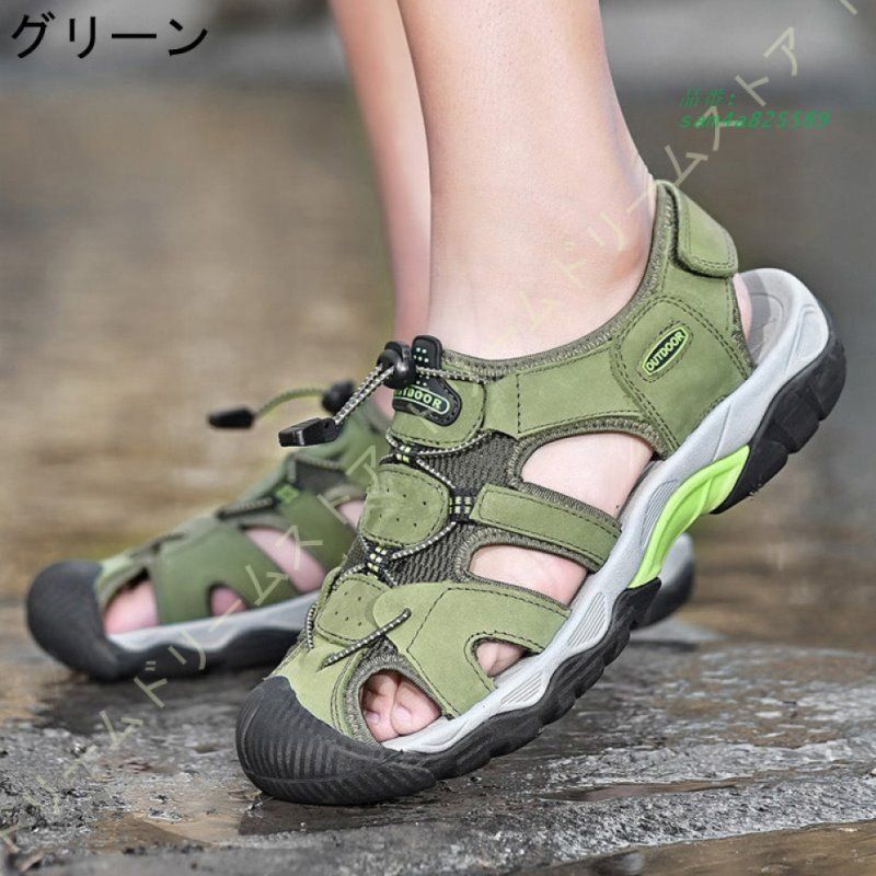 アウトドアサンダル メンズ サンダル 革 スポーツサンダル 防滑 アウトドア 耐衝撃 コンフォート 耐久性 男性用 速乾 つま先保護 ビーチサンダル am 4 a 825589