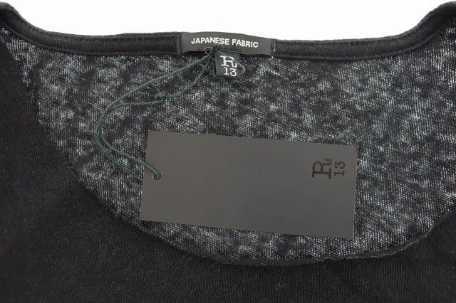 アールサーティーン R13 Lukas T-shirt カットオフ プリント 半袖Tシャツ L 黒 ブラック ブランド古着ベクトル 中古  250629