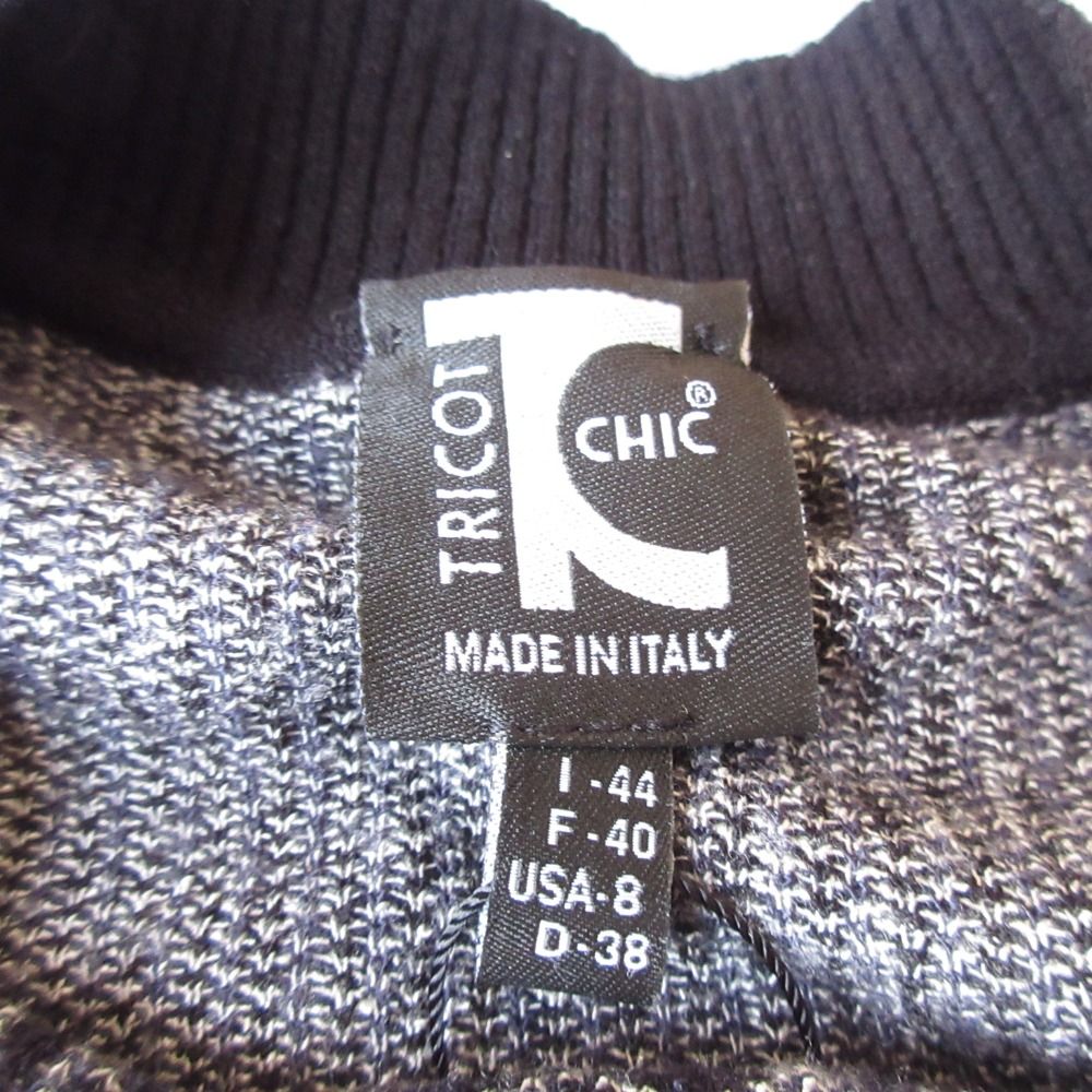 未使用 TRICOT CHIC トリコシック 七分袖 クルーネック ジャガードニット プルオーバー セーター 44 ネイビー系 レディース 古着 中古 未使用 TRICOT CHIC トリコシック 七分袖 クルーネック