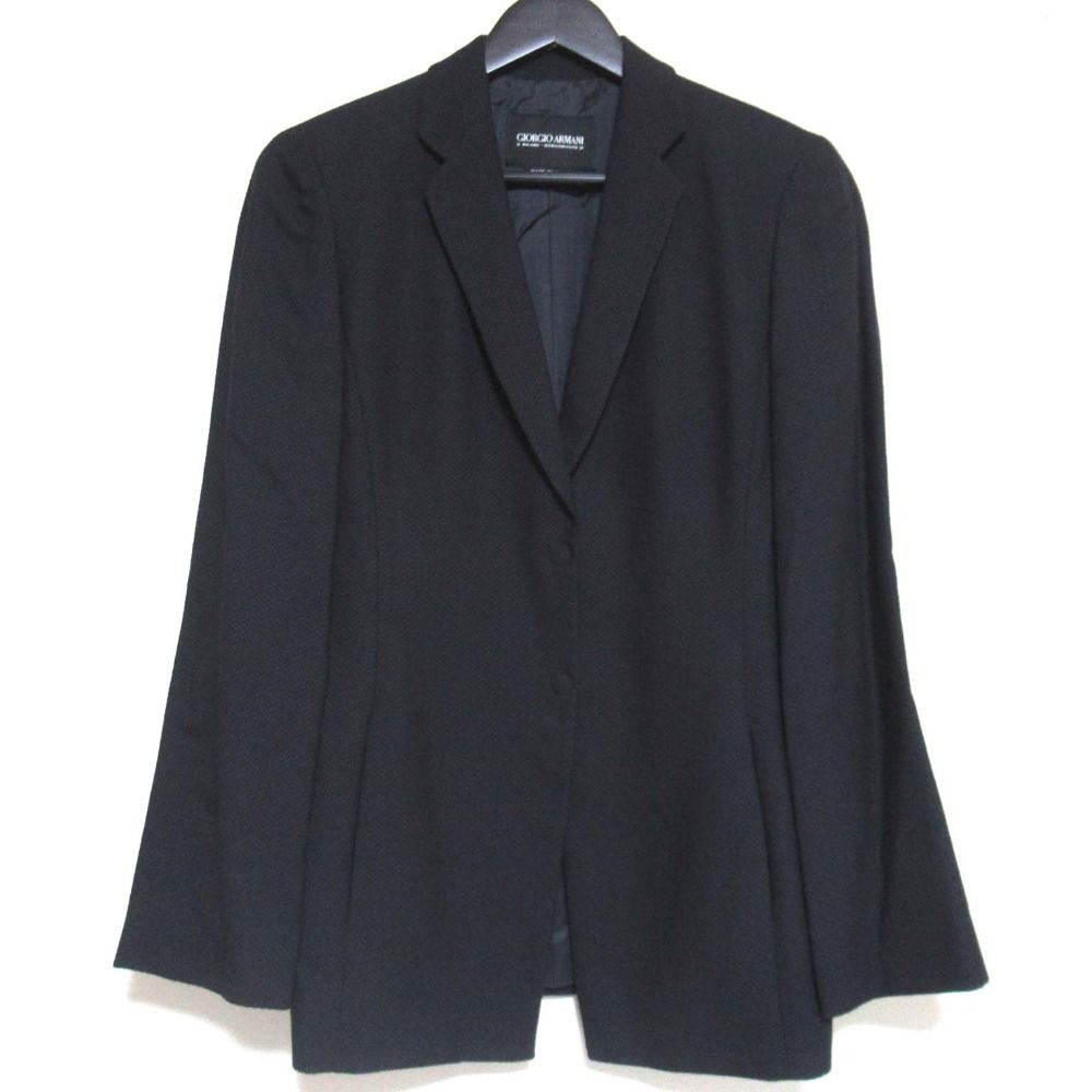 GIORGIO ARMANI ジョルジオアルマーニ スナップボタンフロント シングル テーラードジャケット 38サイズ ネイビー レディース 古着