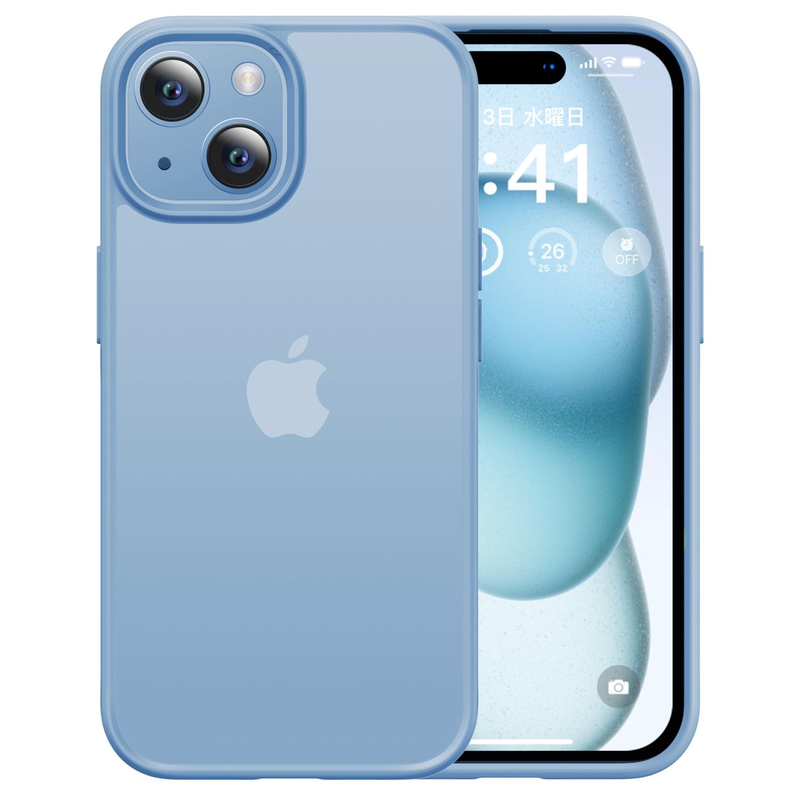 【新着商品】15 15 用 用 アイフォン ワイヤレス充電対応 カバー 6.1 耐久性 黄変防止 ストラップホール付き マット仕上げ インチ 米軍MIL規格 指紋防止 滑り止め 耐衝撃 ケース(マットブルー) 