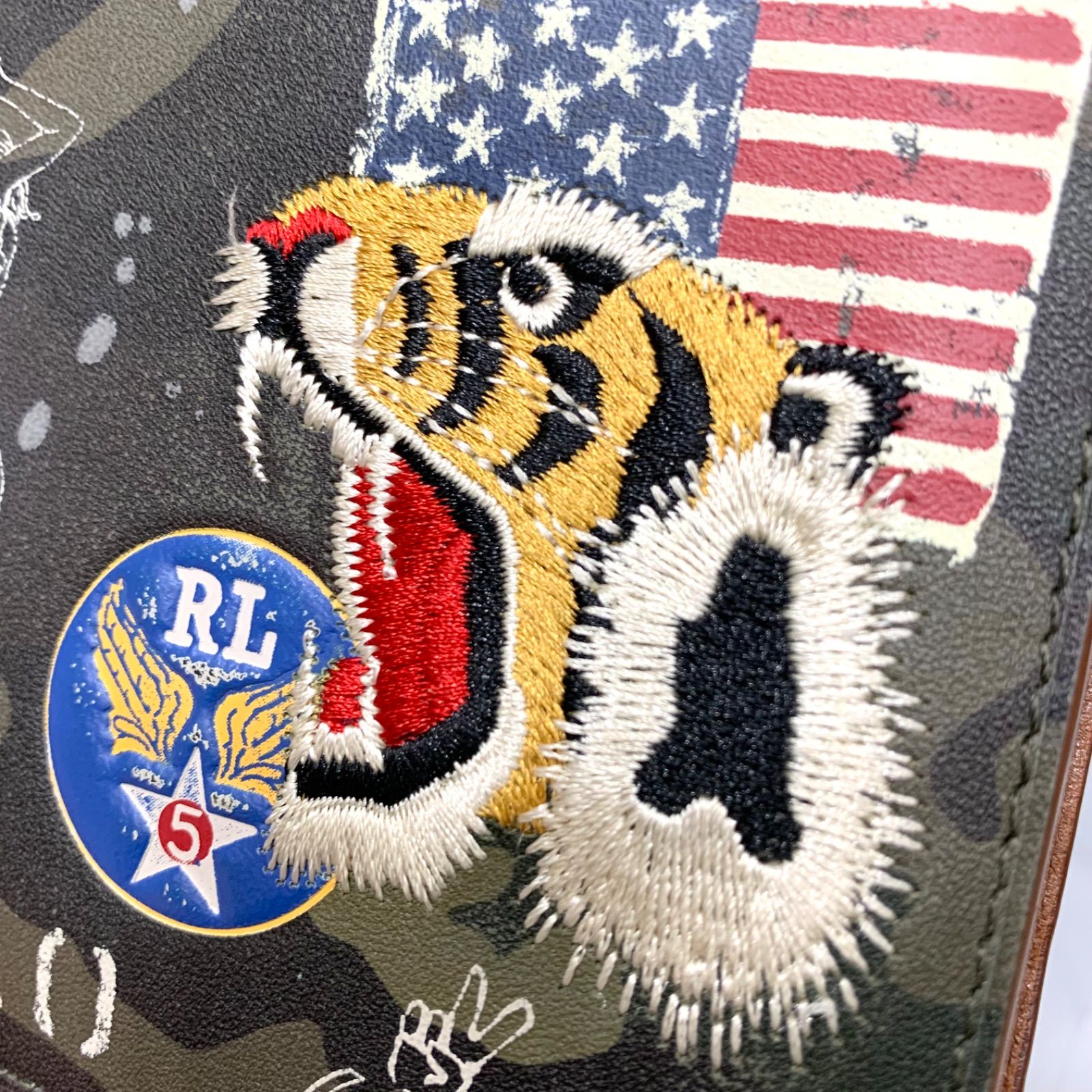 【美品希少】ポロラルフローレンRalph Lauren 虎 二つ折り財布 札入れ 新品】POLO RALPH LAUREN ポロラルフローレン 虎 刺繍 迷彩 二