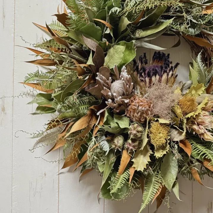 大きな ワイルドフラワー クレセントリース (直径約46cm) ドライ