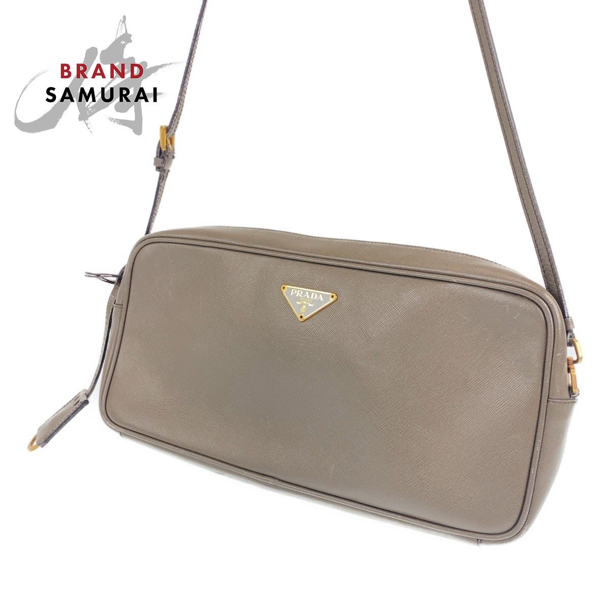 ✨希少大特価✨PRADA プラダ　サフィアーノレザー ショルダーバッグ グレー PRADA プラダ サフィアーノ ショルダーバッグ レザー グレー