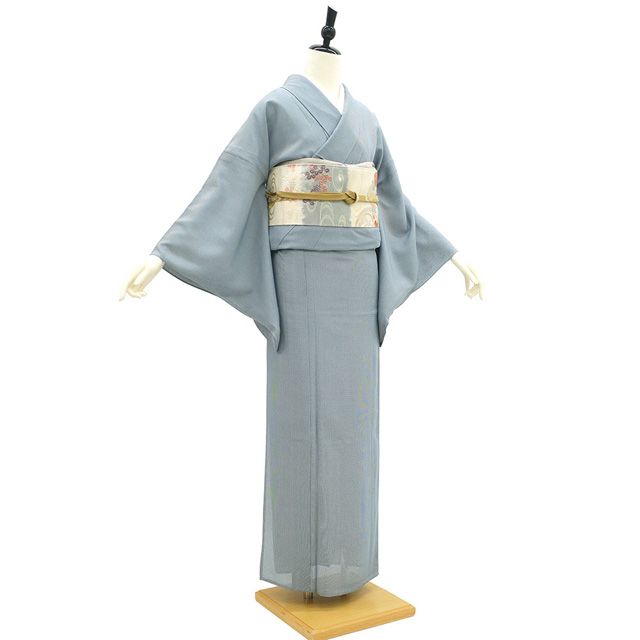 新古品】 夏物 江戸小紋 着物 未使用 単衣 正絹 絽 万筋 ブルー