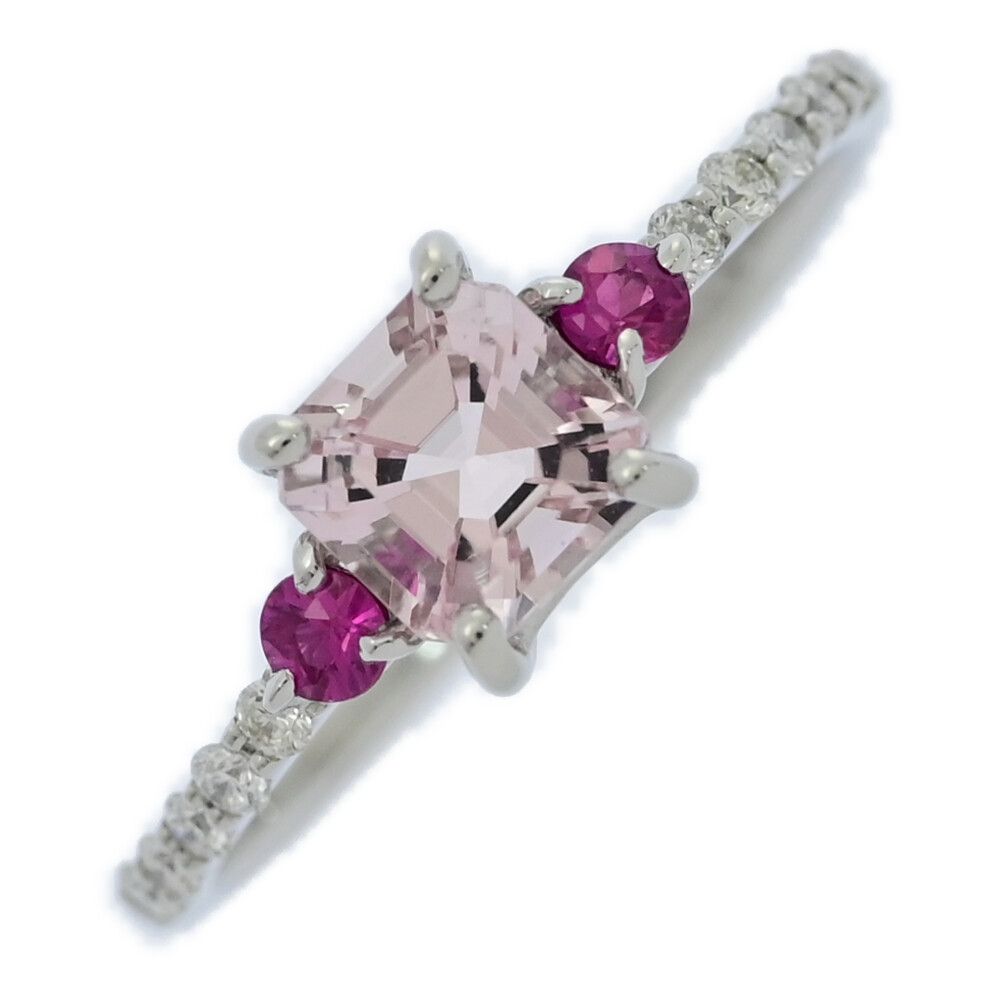 9/美品 Pt900 モルガナイト0.92ct ダイヤ計0.073 リング 指輪 0.65ct/FD:0.12ct/マルチストーン・9月誕生石・モルガナイト