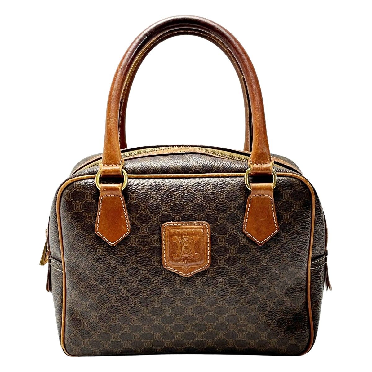 【CELINE】ミニボストンバッグ　マカダム柄　ゴールド金具　ブラウン　PVC 楽天市場】CELINE セリーヌマカダム ミニボストンバッグ 黒
