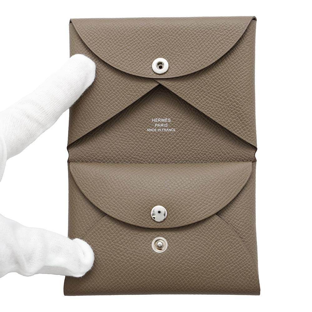 エルメス コインケース カルヴィ デュオ エトゥープ/シルバー金具  