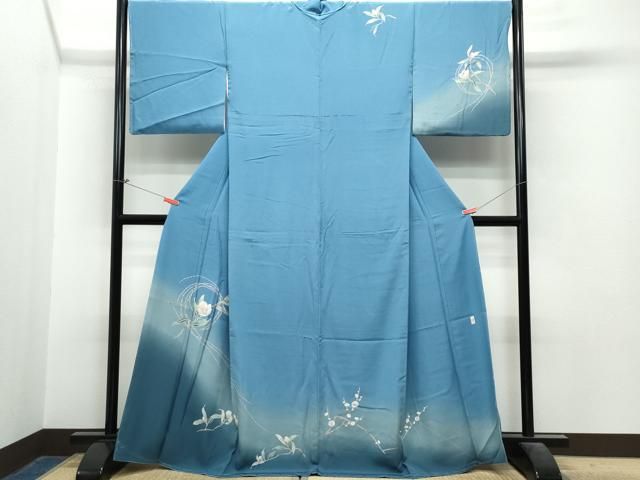 平和屋着物○訪問着 友禅 作家物 枝花文 暈し染め 正絹 逸品 未使用