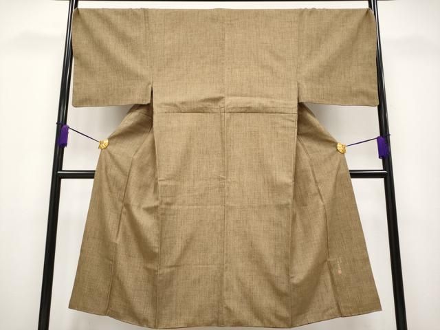 平和屋本店■極上　男性　小紋師　藍田正雄　紬　江戸小紋　小花小紋柄　さが美扱い　黄海松茶色地　逸品　CYAA1836s5 平和屋本店□極上 男性 小紋師 藍田正雄 紬 江戸小紋 小花小紋柄