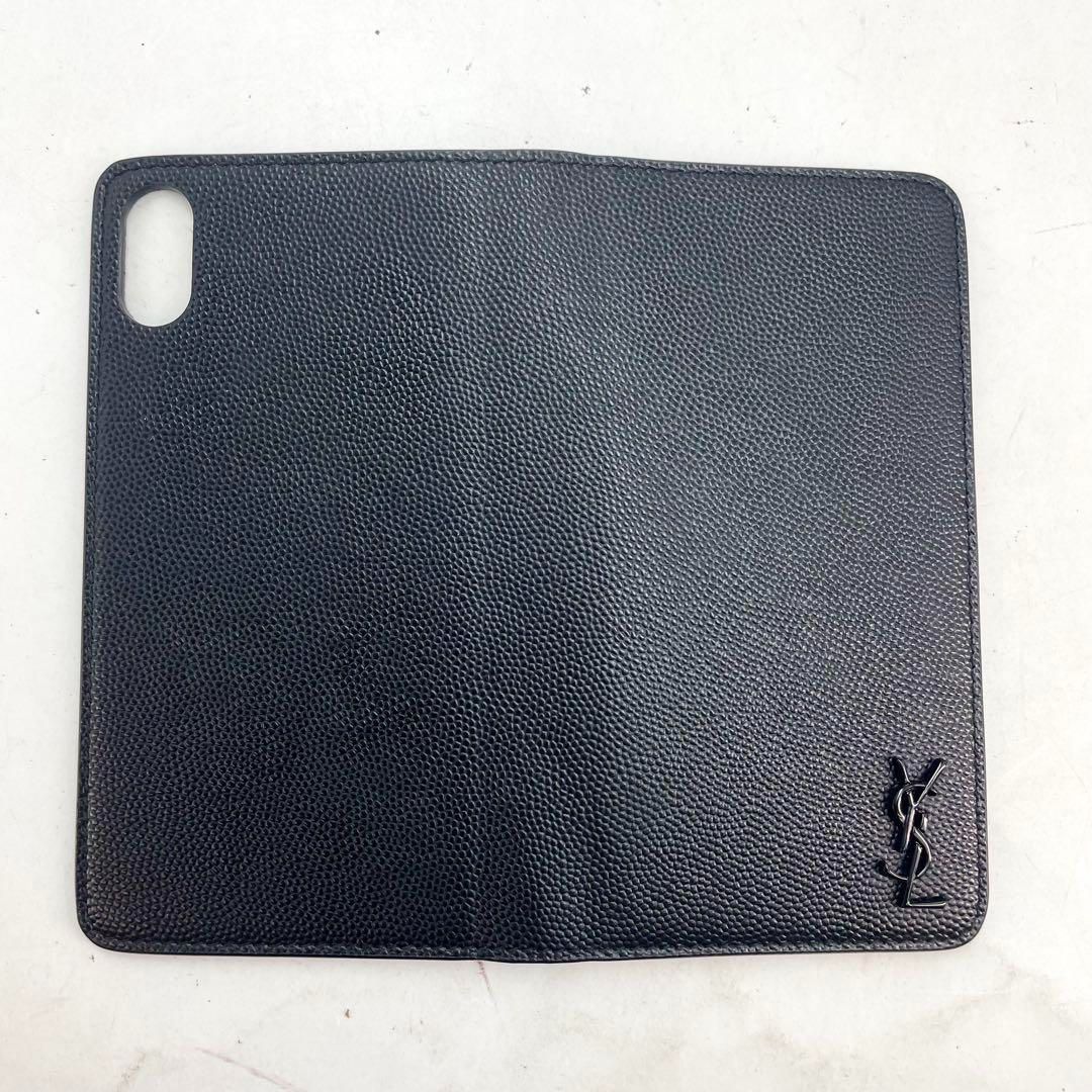 サンローラン スマホケース 手帳 革 黒 YSL iPhone FS228