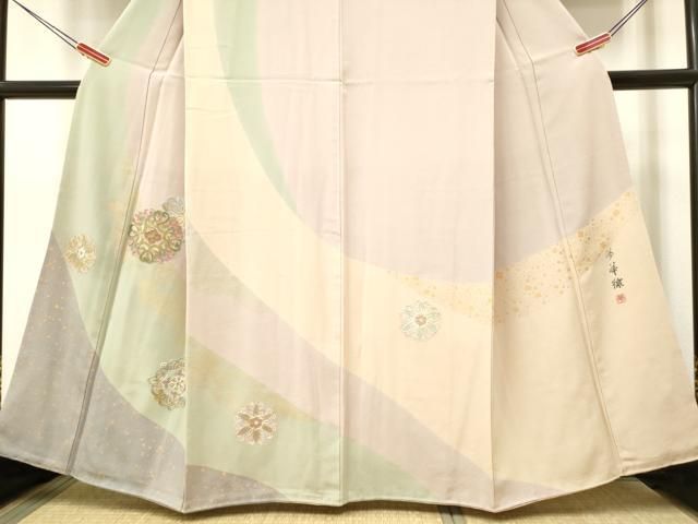 平和屋着物＃羽織 総刺繍 枝花文 暈し染め 銀糸 正絹 逸品 CAAR9188id