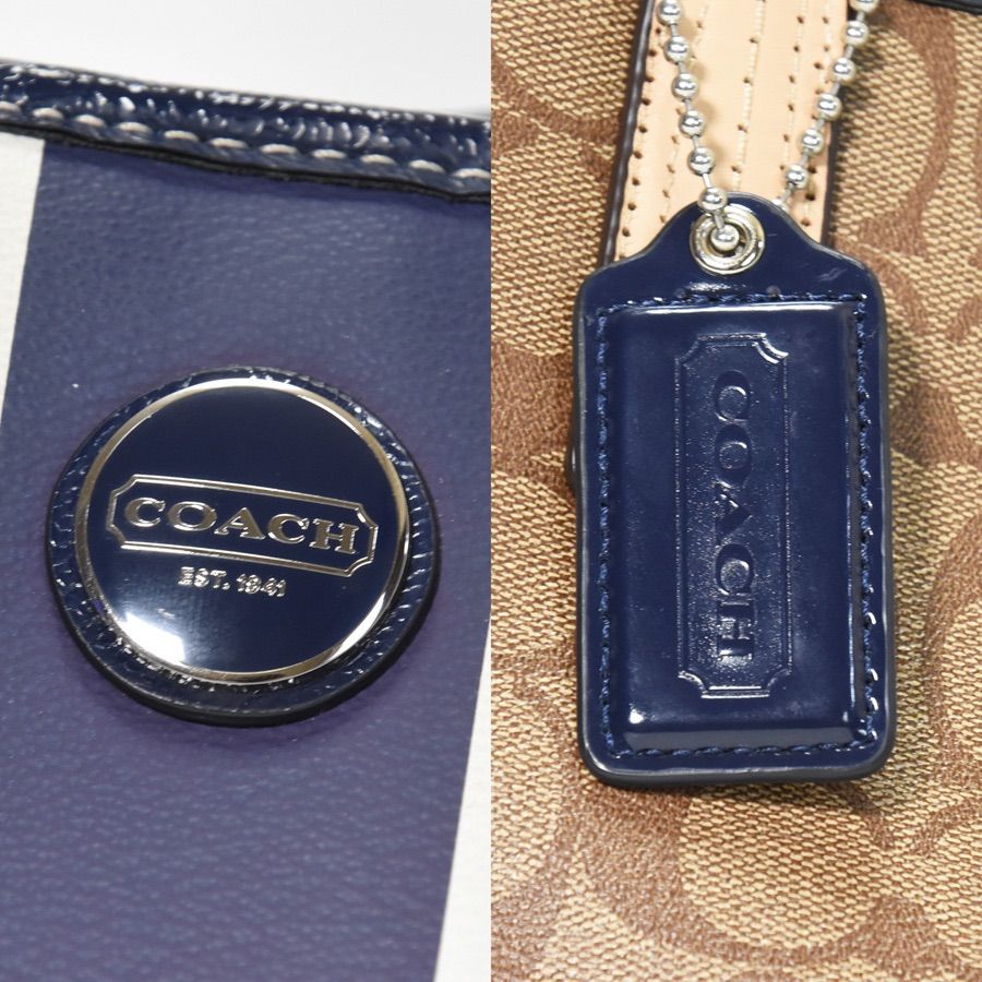 Aランク】COACH コーチ トートバッグ シグネチャー ストライプ