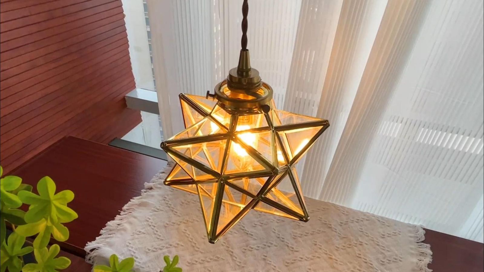 ペンダントライト 星形 吊り下げ照明 真鍮＆ガラス ペンダントライト